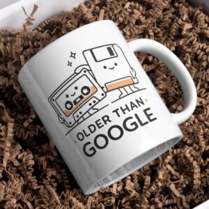 Older Than Google Mug – Retro Cassette Floppy Tech Humor Cup