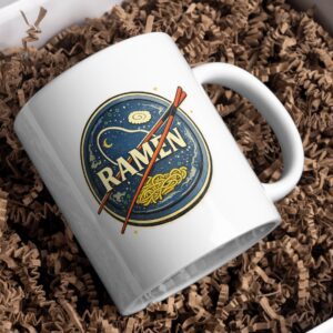 Space Ramen Mug – Cosmic Noodle Bowl Retro Design