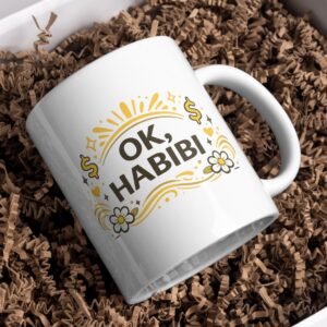OK, Habibi Mug – Gold Sparkle Arabic Slang Aesthetic Coffee Cup