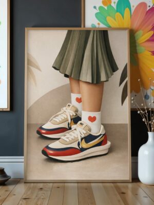 Heart Socks Sneakers Wall Art Print – Modern Fashion Decor