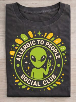Allergic To People Introvert Sarcastic Humor Unisex Graphic Tee