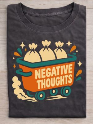 Negative Thoughts Trash Cartoon Sarcastic Humor Unisex Graphic Tee