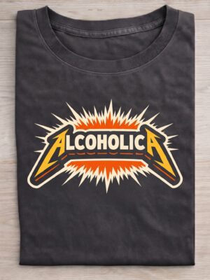 Alcoholic Heavy Metal Humor Sarcastic Unisex Graphic Tee