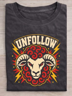 Unfollow Rebel Sheep Graphic Sarcastic Humor Unisex Graphic Tee