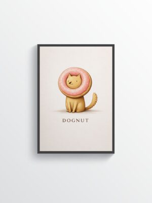 Dognut Wall Art Print – Cute Dog Illustration with Donut Collar
