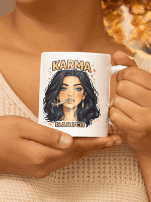 Karma Is a Bitch Mug – Fierce Attitude Quote Coffee Cup