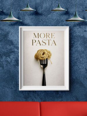 More Pasta Wall Art Print | Minimalist Kitchen Typography Illustration