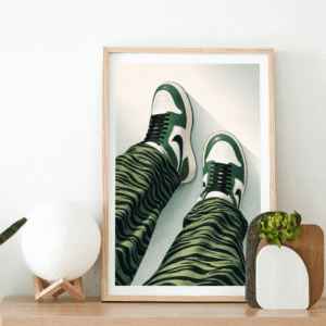 Green Sneaker Street Art Print – Modern Fashion Illustration Wall Art