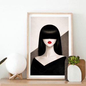Blindfolded Woman Wall Art Print | Modern Fashion Portrait Illustration