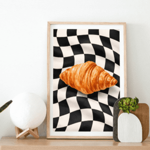 Croissant Optical Illusion Wall Art Print – Modern Food Illustration, Graphic Kitchen Decor