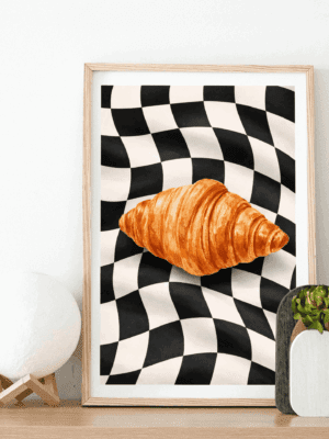Croissant Optical Illusion Wall Art Print – Modern Food Illustration, Graphic Kitchen Decor