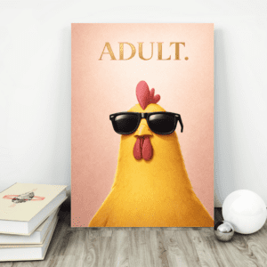 Adult Chicken Wall Art Print – Humorous Character Illustration
