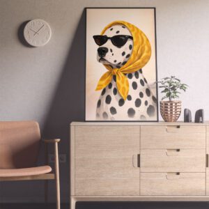 Fashion Dalmatian Wall Art Print | Chic Dog Portrait With Headscarf