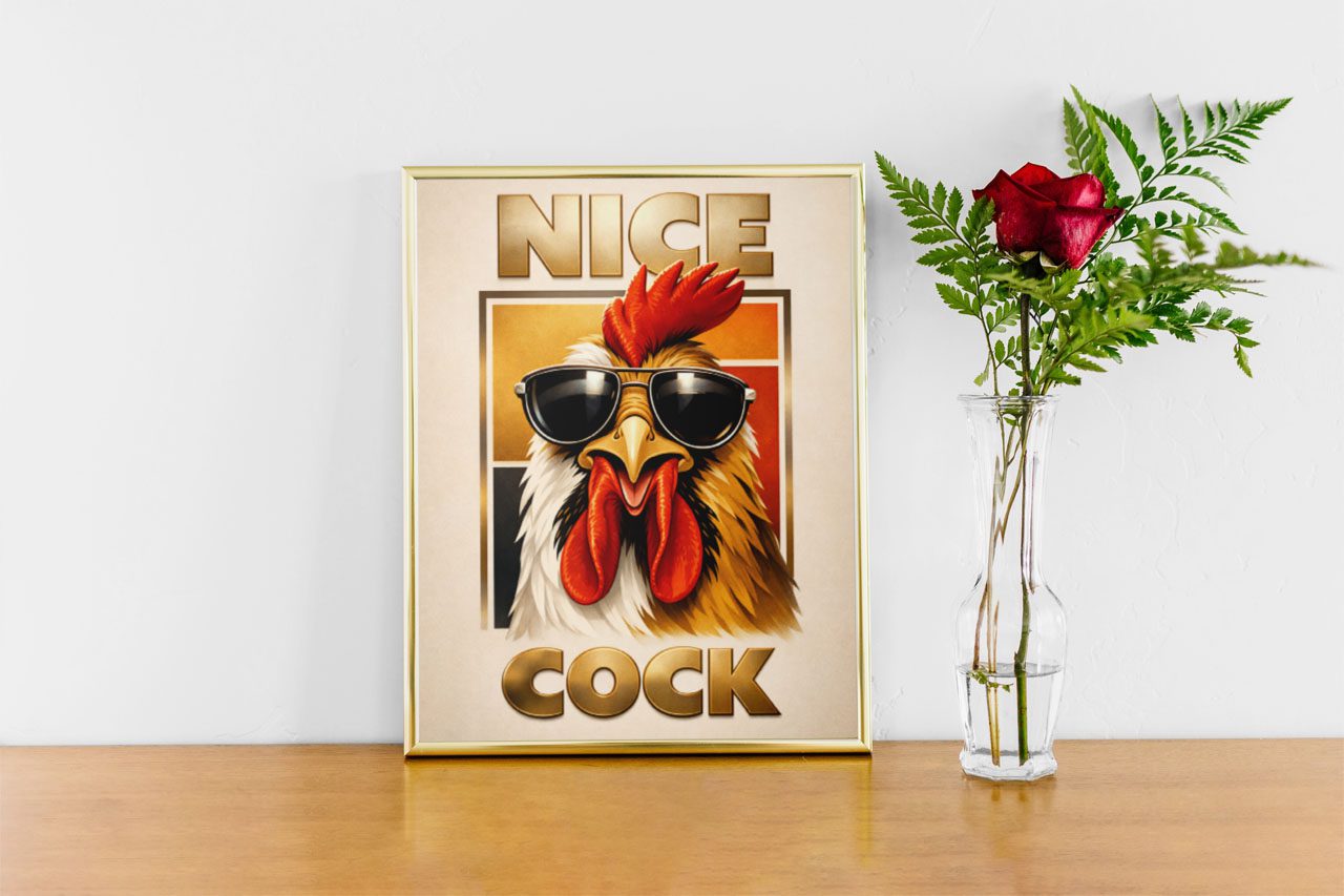 Nice Cock Wall Art Print – Bold Humor Illustration