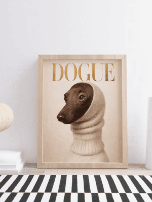 Dogue – Fashion Dog Portrait Minimalist Vogue‑Style Wall Art Print