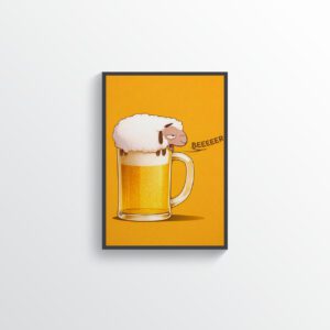 Beer Sheep Wall Art Print | Funny Beer Humor Illustration