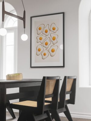 Sunny Side Pattern Wall Art Print – Minimalist Egg Illustration