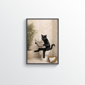 Cat on the Throne – Dark Humor Bathroom Wall Art Print