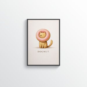 Dognut Wall Art Print – Cute Dog Illustration with Donut Collar