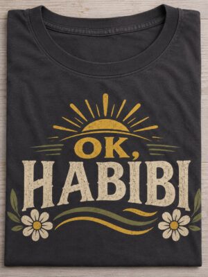 OK Habibi Arabic Phrase Retro Floral Graphic Tee