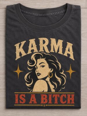 Karma Is A Bitch Retro Sass Graphic Tee