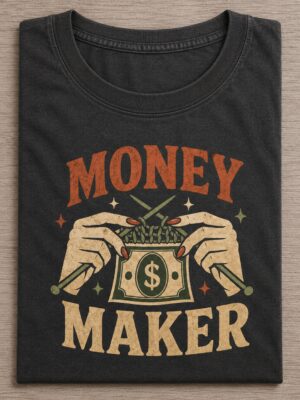 Money Maker Knitting Hustle Humor Graphic Tee