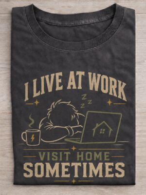 I Live At Work Visit Home Sometimes Graphic Tee