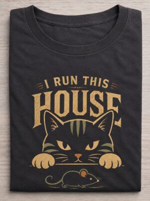 I Run This House Funny Cat Owner Graphic Tee