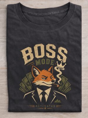 Boss Mode Activated Fox Funny Graphic Tee