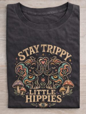 Stay Trippy Little Hippies Retro Elephant Tee