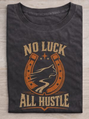 No Luck All Hustle Lucky Cat Graphic Tee