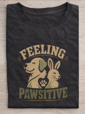 Feeling Pawsitive Dog Bunny Vintage Graphic Tee