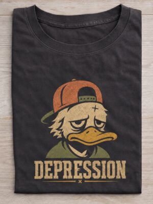 Depression Duck Sad Cartoon Vintage Graphic Tee