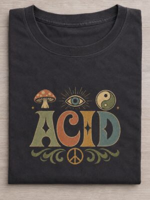 Retro Psychedelic Acid Lettering Graphic Tee