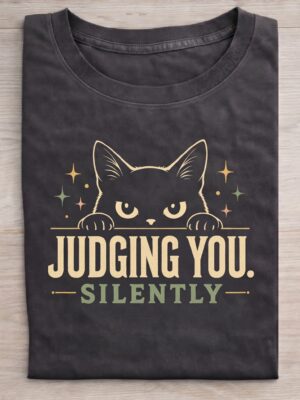 Silent Judging Cat Humor Graphic Tee