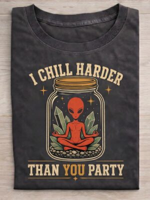 Chill Alien Meditation Humor Graphic Tee