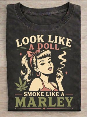 Retro Smoke Doll Counterculture Humor Graphic Tee