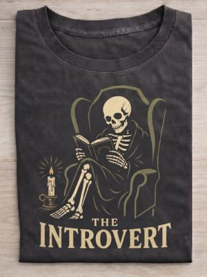 The Introvert Skeleton Reading Graphic Tee