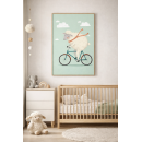 Cycling Sheep Wall Art Print – Cute Farm Animal Illustration for Kids Room, Nursery & Modern Home Decor