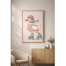 Roller Skating Duck Wall Art Print – Cute Animal Illustration for Kids Room, Nursery & Modern Home Decor