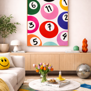 Abstract Pool Ball Wall Art Print – Modern Colorful Graphic Illustration