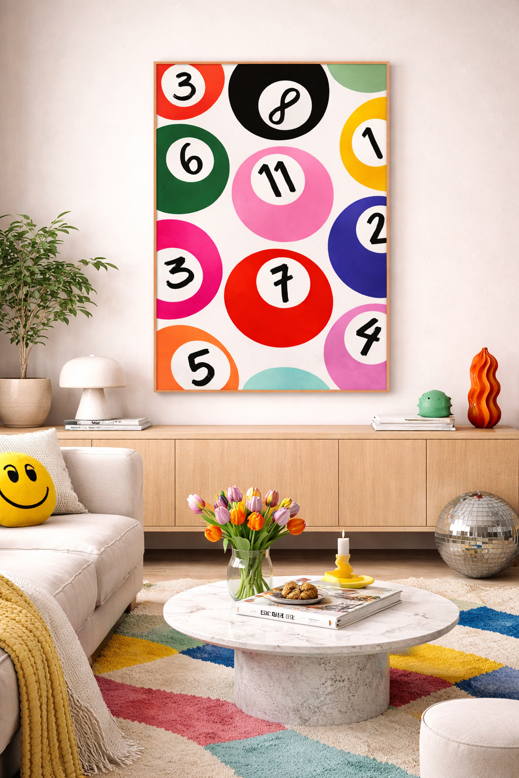 Abstract Pool Ball Wall Art Print – Modern Colorful Graphic Illustration