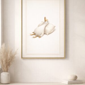 Minimalist Goose Wall Art Print – Modern Whimsical Animal Illustration for Calm Interiors