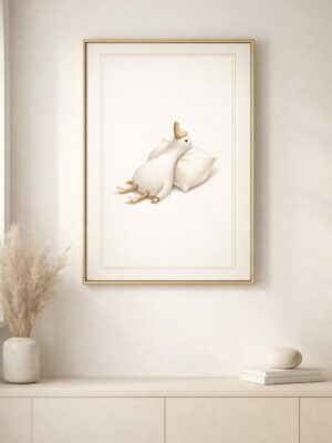 Minimalist Goose Wall Art Print – Modern Whimsical Animal Illustration for Calm Interiors