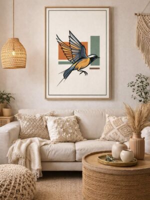 Mid-Century Flight – Modern Bird Wall Art Print