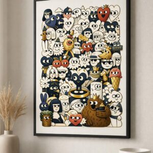 Luxury Contemporary Illustration Wall Art, Premium Art Print with Minimalist Characters, Gallery-Style Timeless Modern Decor