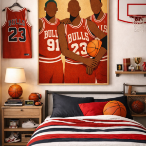 Chicago Bulls Dynasty Wall Art Print – Iconic Basketball Trio Illustration
