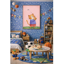 Whimsical Cat Golf Wall Art Print – Cute Animal Illustration for Nursery, Kids Room & Playroom Decor