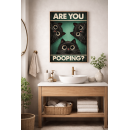 Are You Pooping? – Whimsical Black Cat Wall Art Print