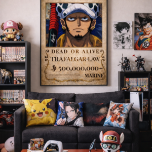 Trafalgar D. Water Law Wanted Poster – One Piece Anime Wall Art Print | Vintage Pirate Bounty Artwork